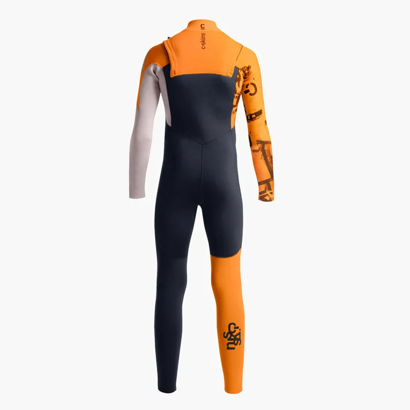 C-Skin Junior Session 4/3 Chest Zip Wetsuit Black/Orange-1